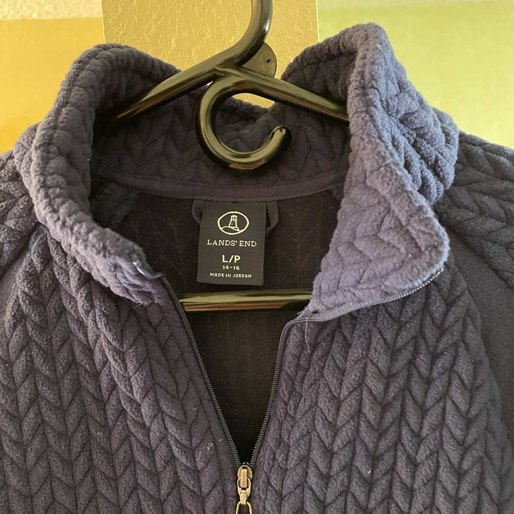 Lands' End Navy Blue 3/4 zip pullover